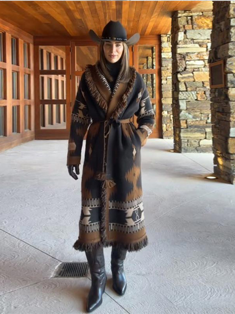 Tassel Fringe Trim - Schicke Quasten-Strickjacke für Damen mit Schnürung,
