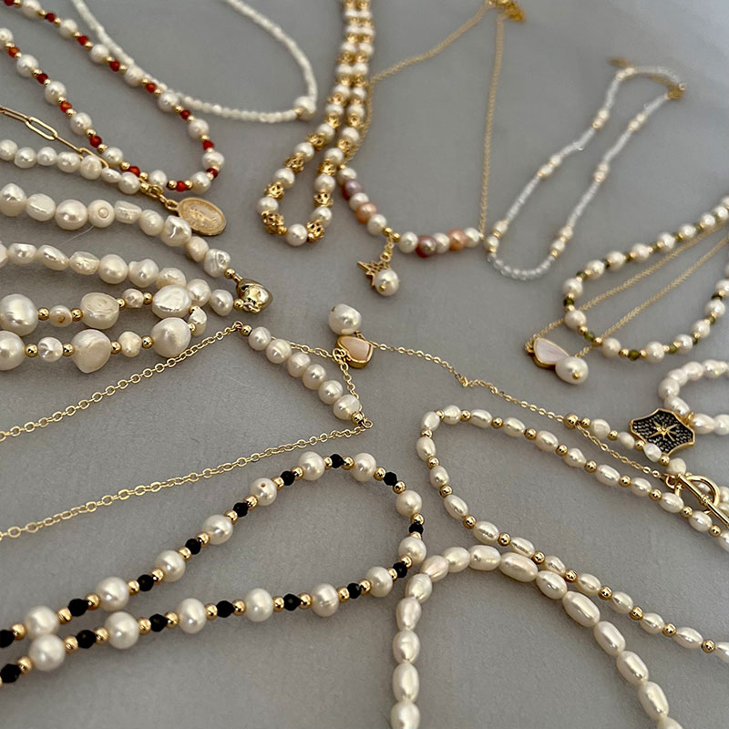 Pearl Trim Chain - Mehrere Stile Natürliche Süßwasser Perle Barock