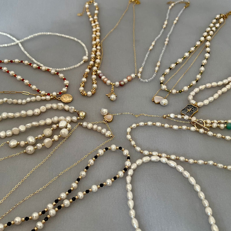 Mehrere Stile Natürliche Süßwa – Pearl Trim Chain Bewertung und Preis